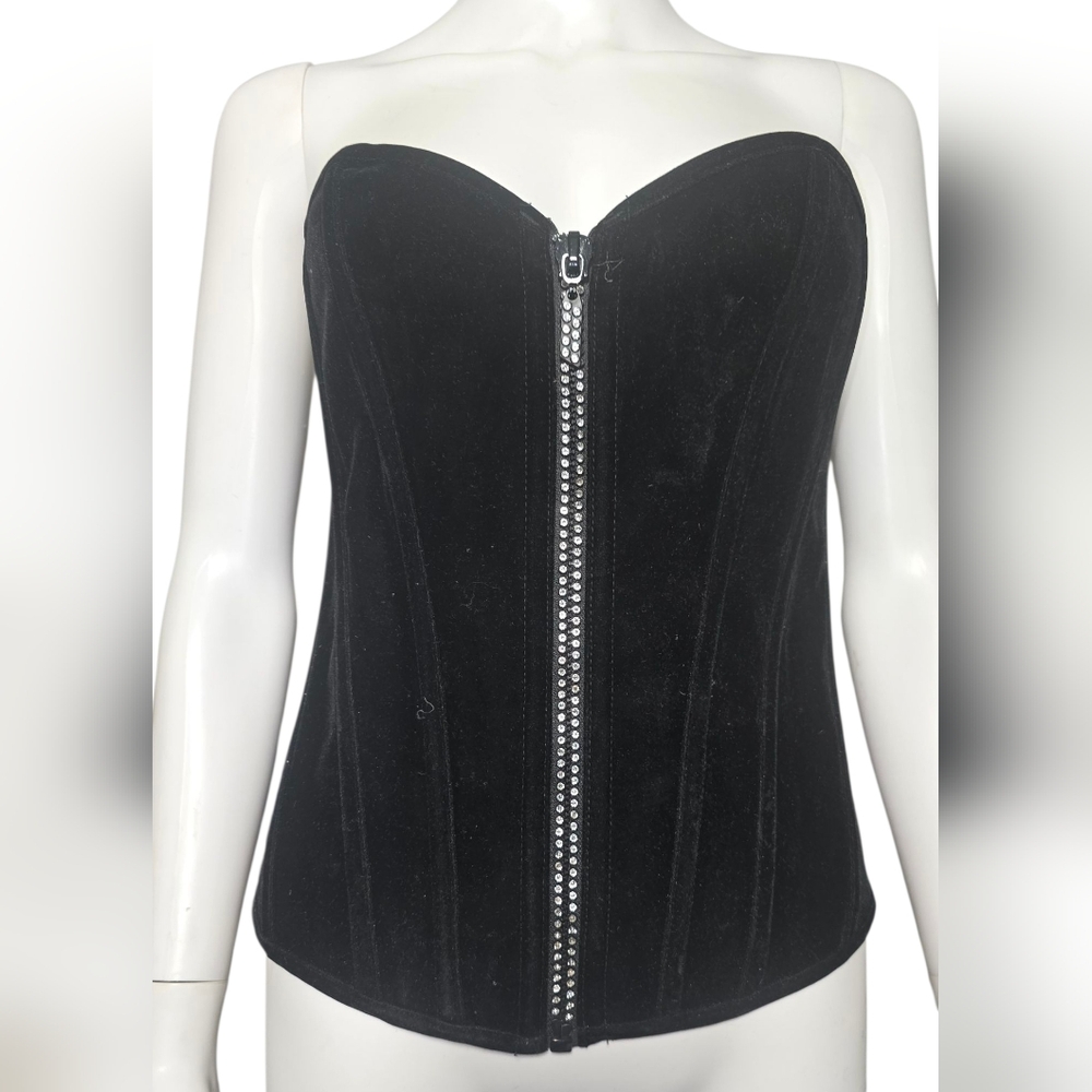 Shirley of Hollywood Black Zipper Corset Top
